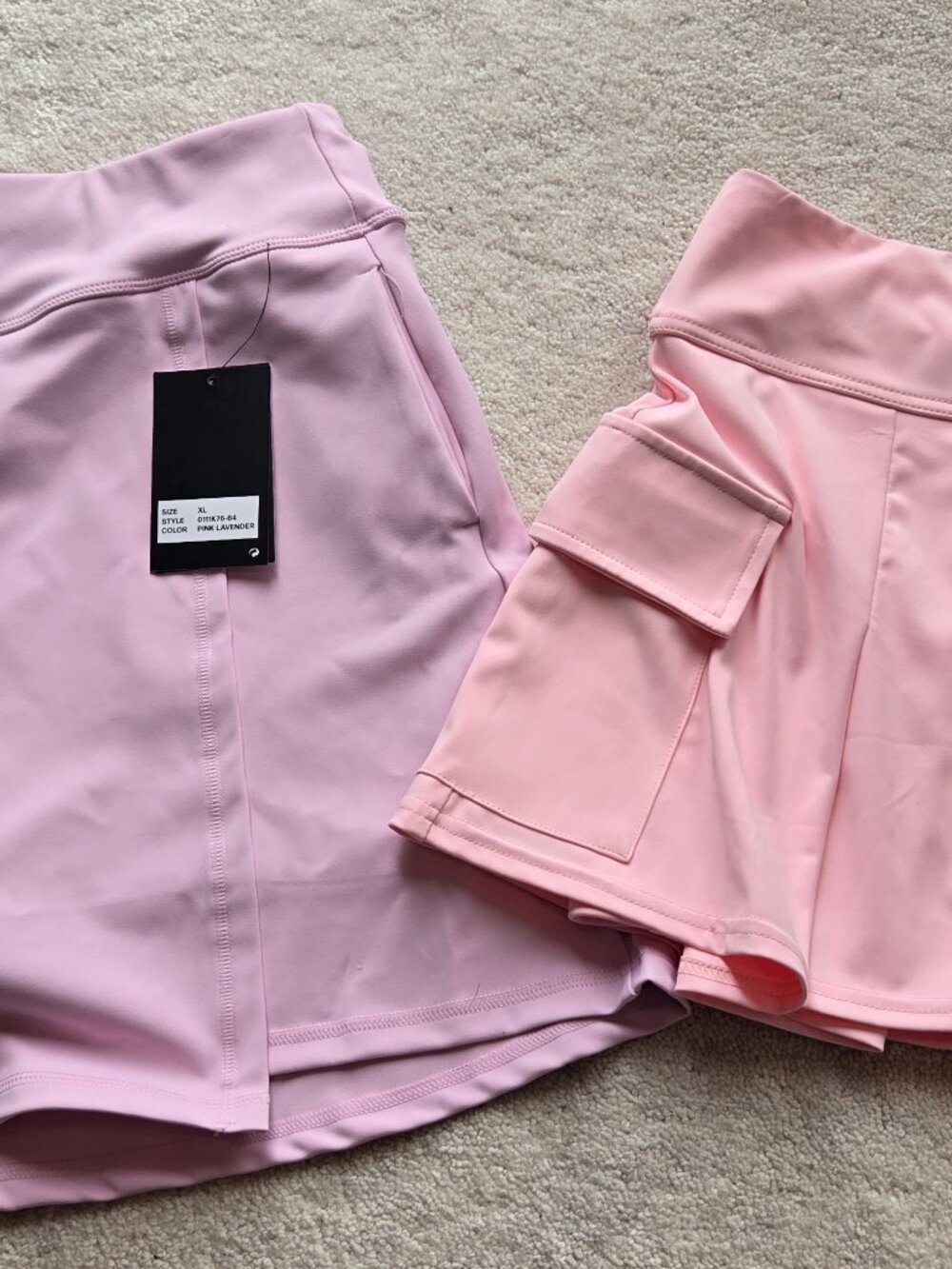 2 tennis pink skorts, pleated pink skort XL, and large pink peach skort new